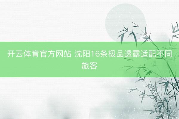 开云体育官方网站 沈阳16条极品透露适配不同旅客
