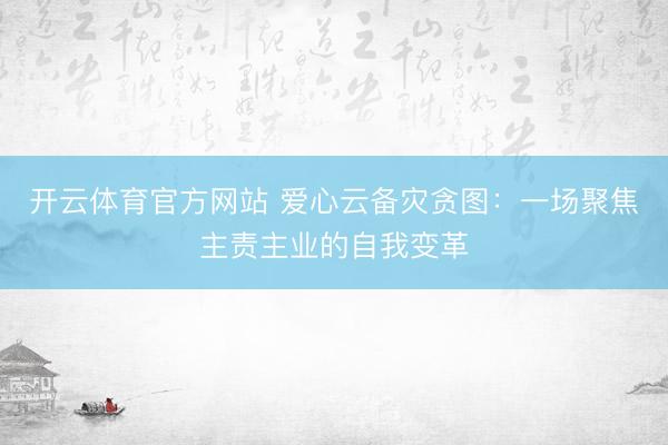 开云体育官方网站 爱心云备灾贪图：一场聚焦主责主业的自我变革