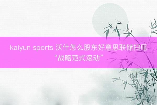 kaiyun sports 沃什怎么股东好意思联储扫尾“战略范式滚动”